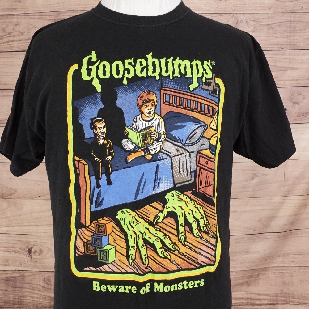 Goosebumps Beware Of Monsters Changes T-Shirt Mens L Black Graphic Tee